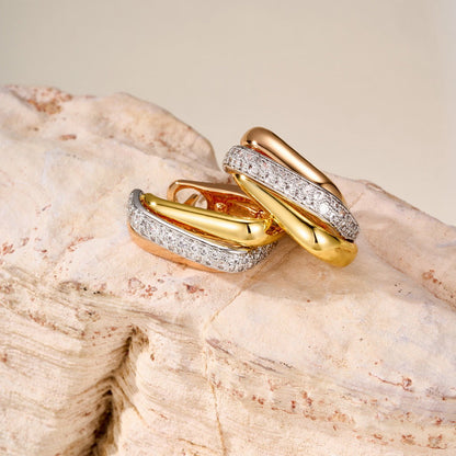 [LUXE] TRINITY HALF DIAMOND  CUSHION EARRINGS