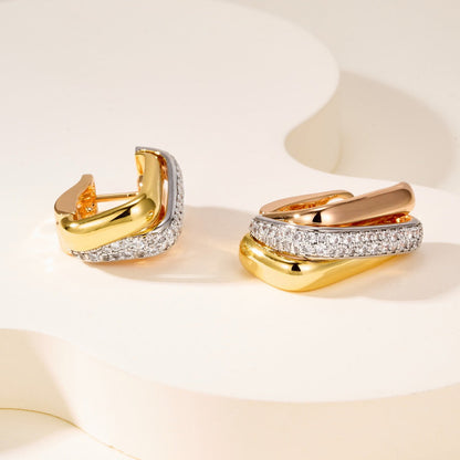 [LUXE] TRINITY HALF DIAMOND  CUSHION EARRINGS
