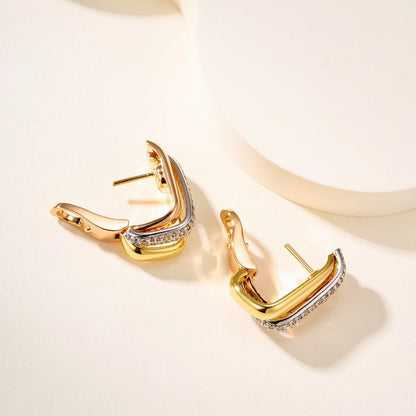 [LUXE] TRINITY HALF DIAMOND  CUSHION EARRINGS