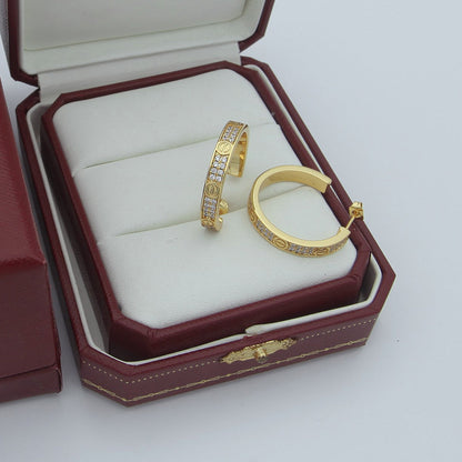 [LUXE] LOVE EARRINGS 3.6MM DIAMOND PAVED