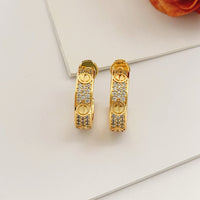 [LUXE] LOVE 5.5MM DIAMOND PAVED EARRINGS