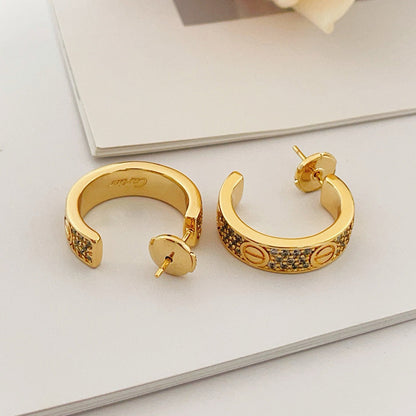 [LUXE] LOVE 5.5MM DIAMOND PAVED EARRINGS