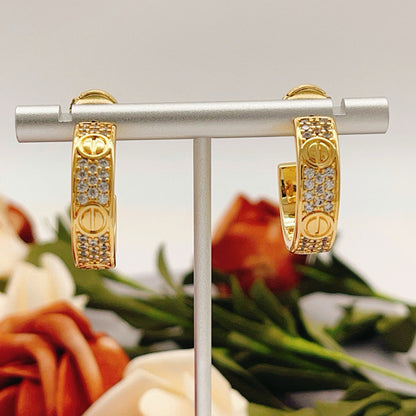 [LUXE] LOVE 5.5MM DIAMOND PAVED EARRINGS
