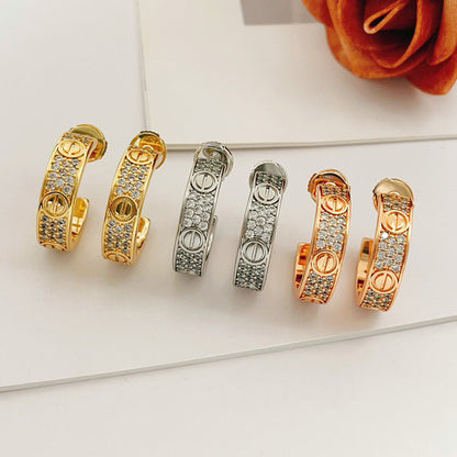 [LUXE] LOVE 5.5MM DIAMOND PAVED EARRINGS
