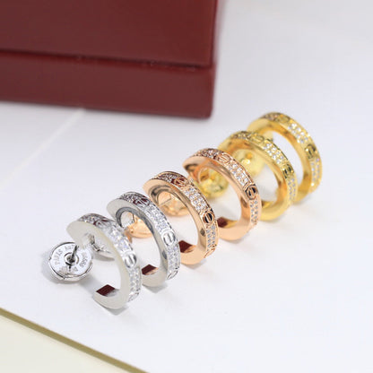 [LUXE] LOVE 5.5MM DIAMOND PAVED EARRINGS