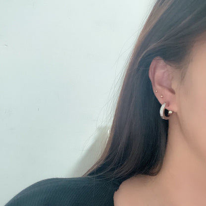 [LUXE] LOVE 5.5MM DIAMOND PAVED EARRINGS