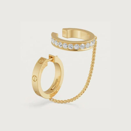 [LUXE] LOVE 3.0MM HALF DIAMOND EARRINGS
