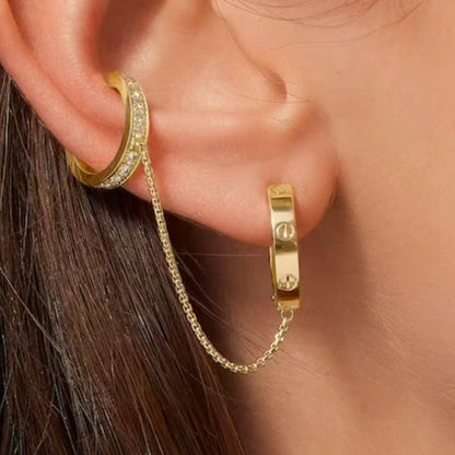 [LUXE] LOVE 3.0MM HALF DIAMOND EARRINGS