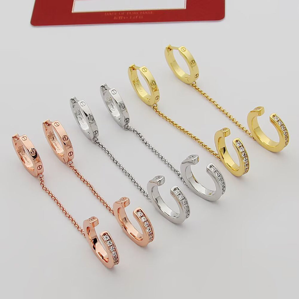[LUXE] LOVE 3.0MM HALF DIAMOND EARRINGS