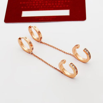 [LUXE] LOVE 3.0MM HALF DIAMOND EARRINGS