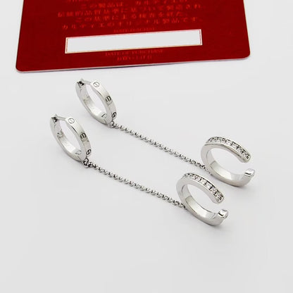 [LUXE] LOVE 3.0MM HALF DIAMOND EARRINGS