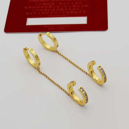 [LUXE] LOVE 3.0MM HALF DIAMOND EARRINGS