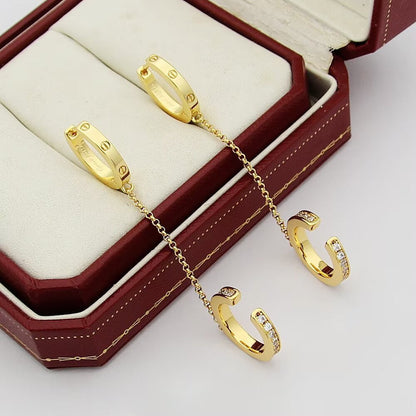 [LUXE] LOVE 3.0MM HALF DIAMOND EARRINGS