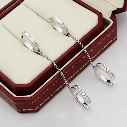 [LUXE] LOVE 3.0MM HALF DIAMOND EARRINGS