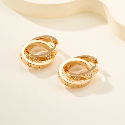 [LUXE] LOVE 3.3MM DANGLE HALF DIAMOND EARRINGS
