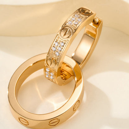 [LUXE] LOVE 3.3MM DANGLE HALF DIAMOND EARRINGS