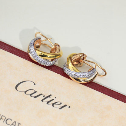 [LUXE] TRINITY HALF DIAMOND  CLASSIC EARRINGS