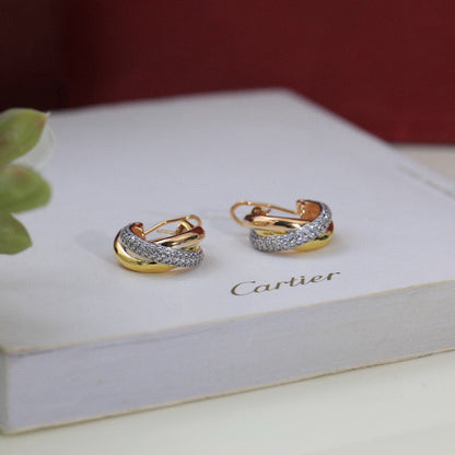 [LUXE] TRINITY HALF DIAMOND  CLASSIC EARRINGS