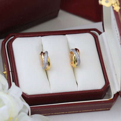 [LUXE] TRINITY HALF DIAMOND  CLASSIC EARRINGS