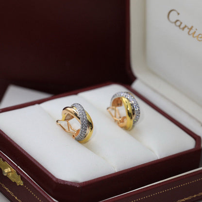 [LUXE] TRINITY HALF DIAMOND  CLASSIC EARRINGS