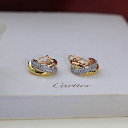 [LUXE] TRINITY HALF DIAMOND  CLASSIC EARRINGS