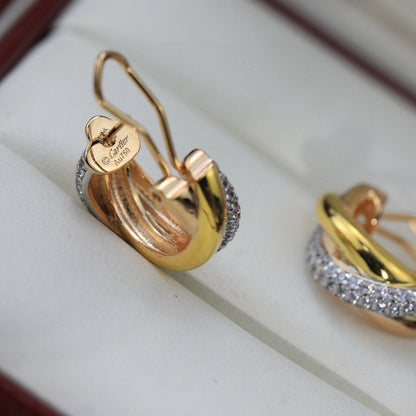 [LUXE] TRINITY HALF DIAMOND  CLASSIC EARRINGS