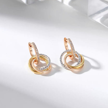 [LUXE] TRINITY HALF DIAMOND  EARRINGS