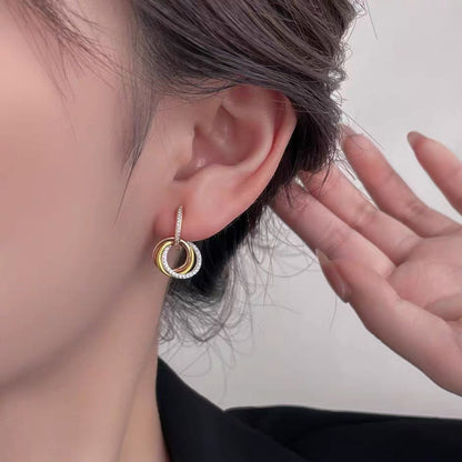 [LUXE] TRINITY HALF DIAMOND  EARRINGS