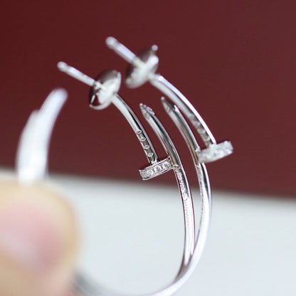 [LUXE] JUSTE HALF DIAMOND LARGE EARRINGS