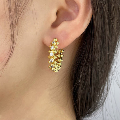 [LUXE] CLASH FULL DIAMOND MEDIUM EARRINGS