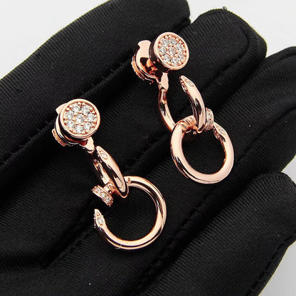[LUXE] JUSTE HALF DIAMOND DOUBLE EARRINGS