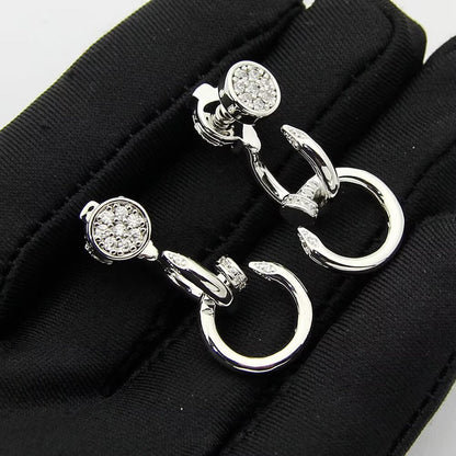 [LUXE] JUSTE HALF DIAMOND DOUBLE EARRINGS