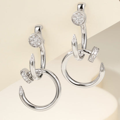 [LUXE] JUSTE HALF DIAMOND DOUBLE EARRINGS