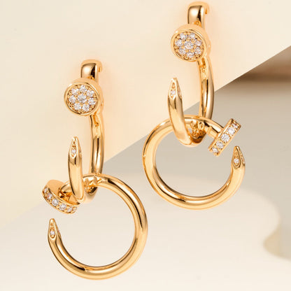 [LUXE] JUSTE HALF DIAMOND DOUBLE EARRINGS