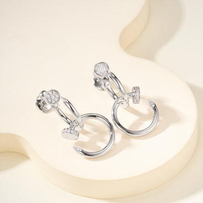 [LUXE] JUSTE HALF DIAMOND DOUBLE EARRINGS