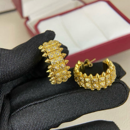 [LUXE] CLASH 9.2MM FULL DIAMOND DOUBLE ROW EARRINGS