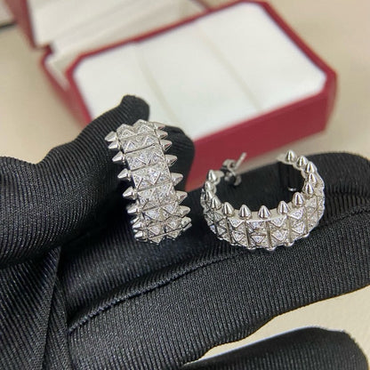 [LUXE] CLASH 9.2MM FULL DIAMOND DOUBLE ROW EARRINGS