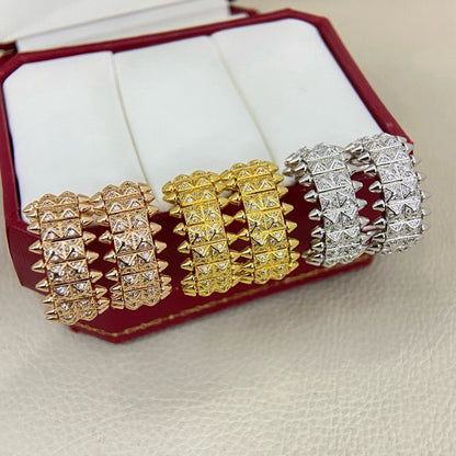 [LUXE] CLASH 9.2MM FULL DIAMOND DOUBLE ROW EARRINGS