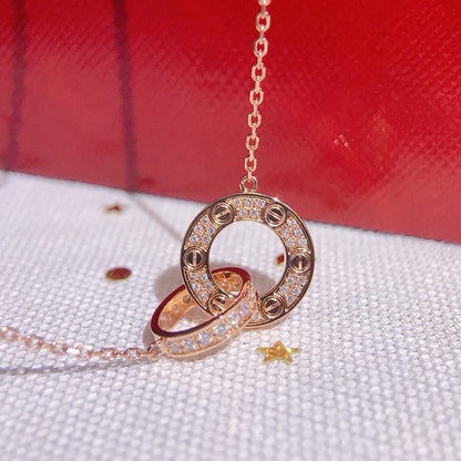 [LUXE] LOVE  FULL DIAMOND PENDANT NECKLACE