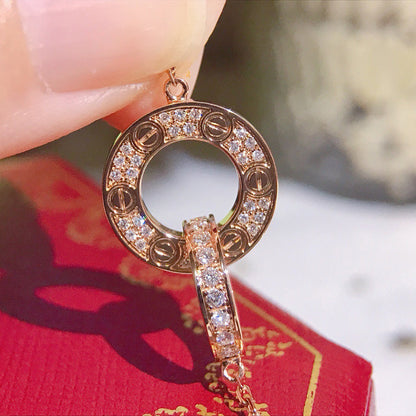 [LUXE] LOVE  FULL DIAMOND PENDANT NECKLACE