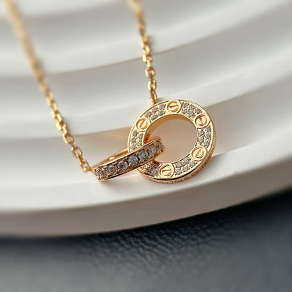 [LUXE] LOVE  FULL DIAMOND PENDANT NECKLACE