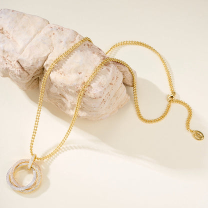 [LUXE] TRINITY LARGE FULL DIAMOND  NECKLACE