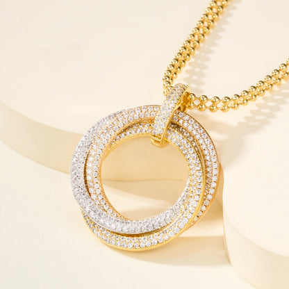 [LUXE] TRINITY LARGE FULL DIAMOND  NECKLACE