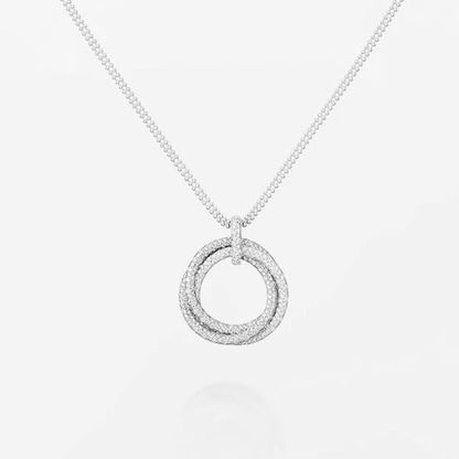 [LUXE] TRINITY LARGE FULL DIAMOND  NECKLACE