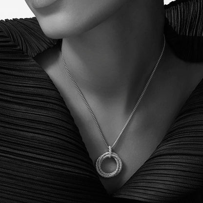 [LUXE] TRINITY LARGE FULL DIAMOND  NECKLACE