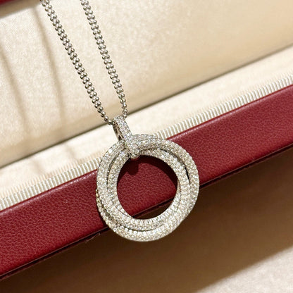 [LUXE] TRINITY LARGE FULL DIAMOND  NECKLACE