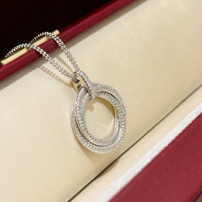[LUXE] TRINITY LARGE FULL DIAMOND  NECKLACE