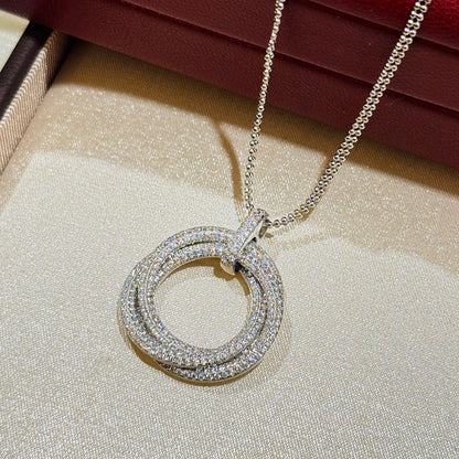 [LUXE] TRINITY LARGE FULL DIAMOND  NECKLACE