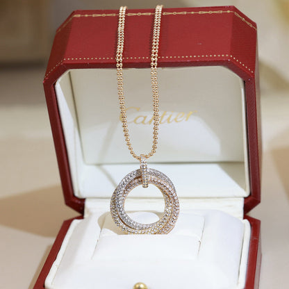 [LUXE] TRINITY LARGE FULL DIAMOND  NECKLACE
