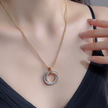 [LUXE] TRINITY LARGE FULL DIAMOND  NECKLACE